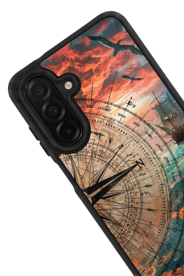 Samsung Galaxy A36 Uyumlu Pusula Tasarımlı Glossy Premium Kılıf