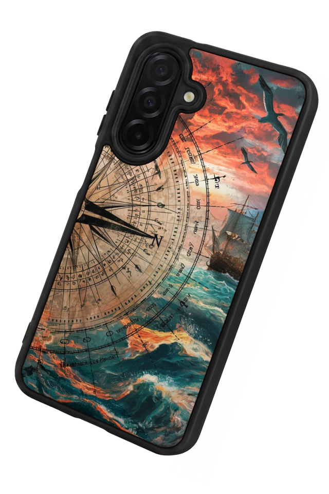 Samsung Galaxy A36 Uyumlu Pusula Tasarımlı Glossy Premium Kılıf