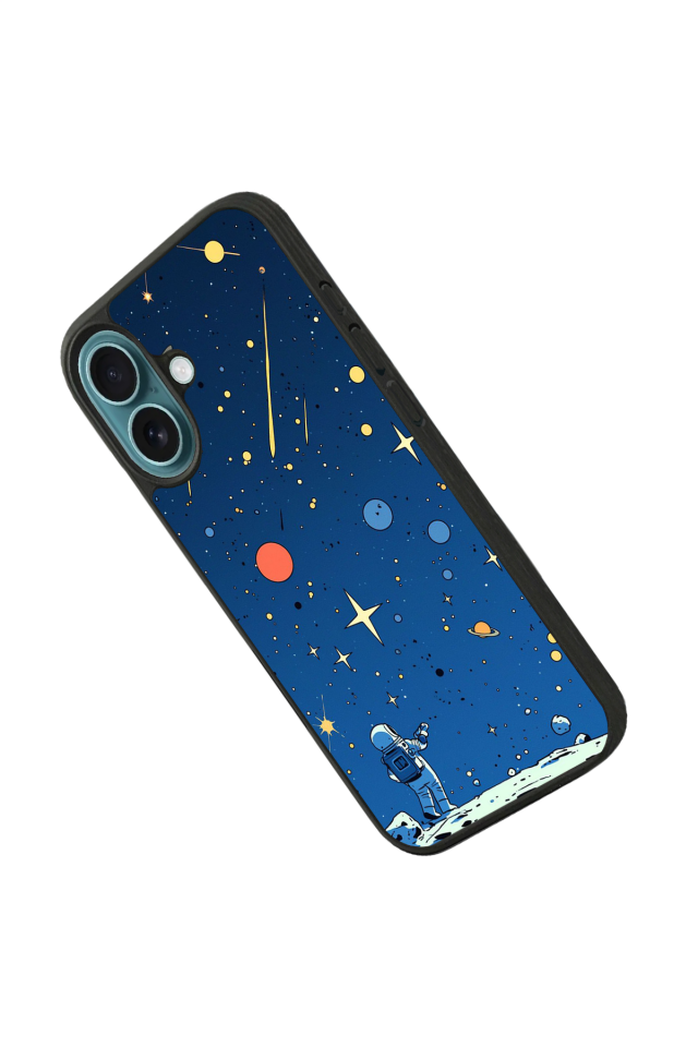 iPhone 16 Uyumlu Uzay Tasarımlı Glossy Premium Kılıf