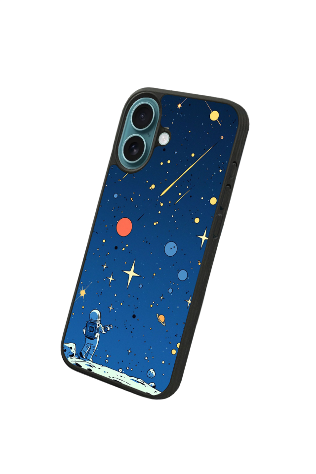 iPhone 16 Uyumlu Uzay Tasarımlı Glossy Premium Kılıf
