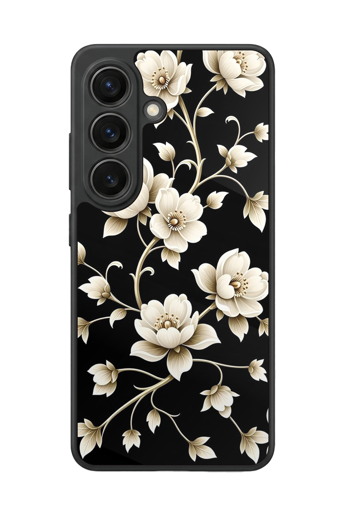 Samsung Galaxy S26 Uyumlu Yaldizli Cicek Tasarımlı Glossy Premium Kılıf