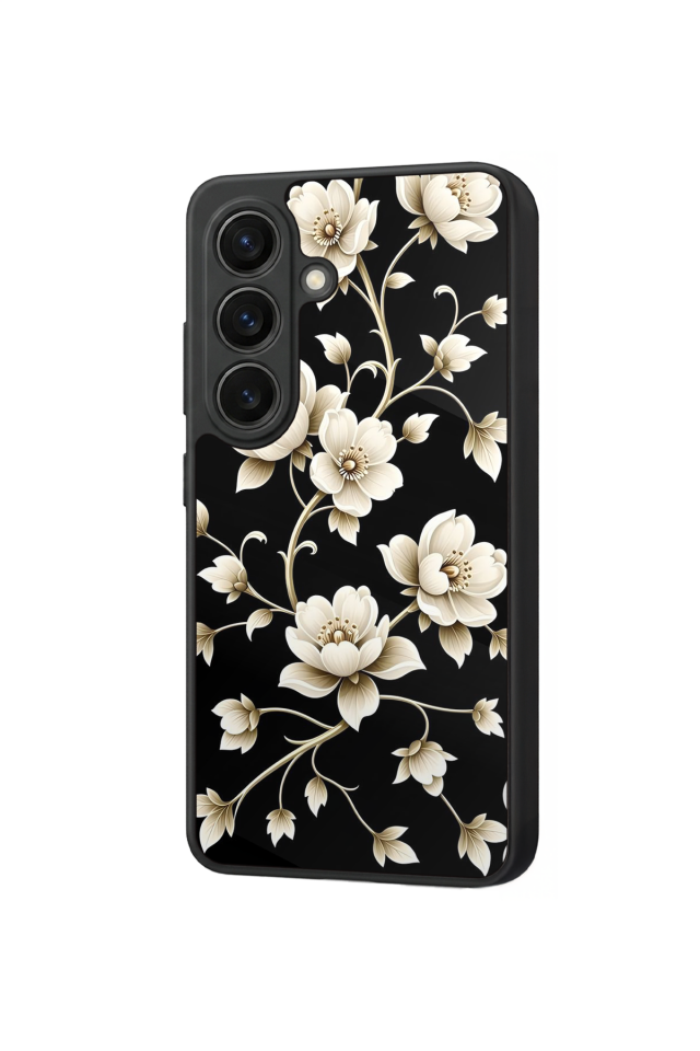 Samsung Galaxy S26 Uyumlu Yaldizli Cicek Tasarımlı Glossy Premium Kılıf