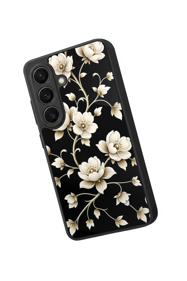 Samsung Galaxy S26 Uyumlu Yaldizli Cicek Tasarımlı Glossy Premium Kılıf