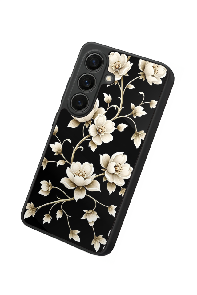 Samsung Galaxy S26 Uyumlu Yaldizli Cicek Tasarımlı Glossy Premium Kılıf