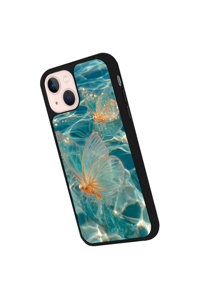 iPhone 13 Mini Uyumlu Kelebek Tasarımlı Glossy Premium Kılıf