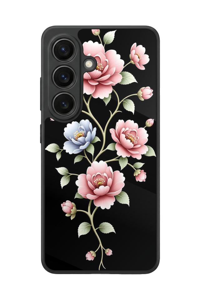 Samsung Galaxy S26 Uyumlu Yaldizli Cicek Tasarımlı Glossy Premium Kılıf