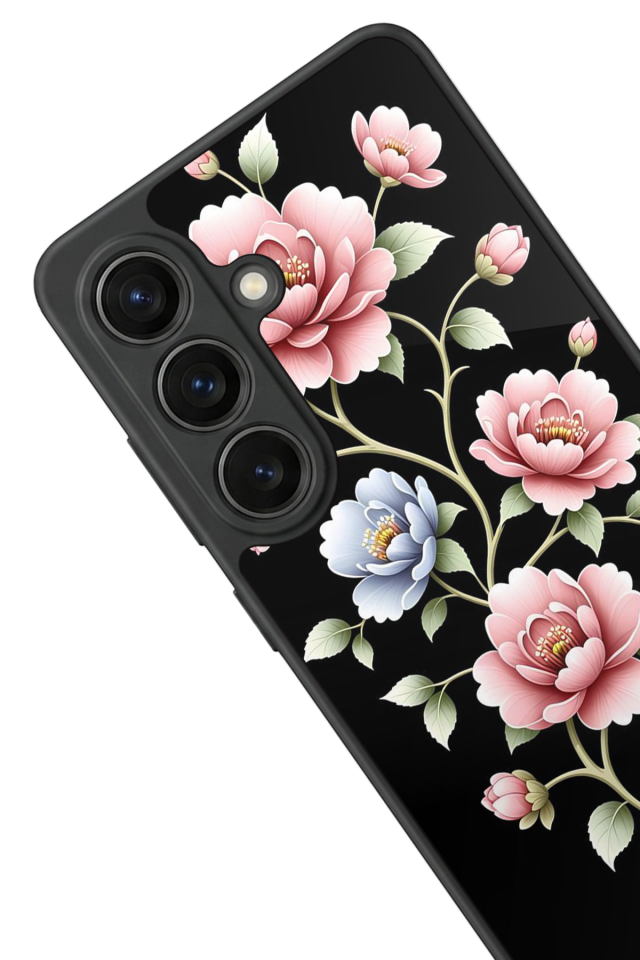 Samsung Galaxy S26 Uyumlu Yaldizli Cicek Tasarımlı Glossy Premium Kılıf