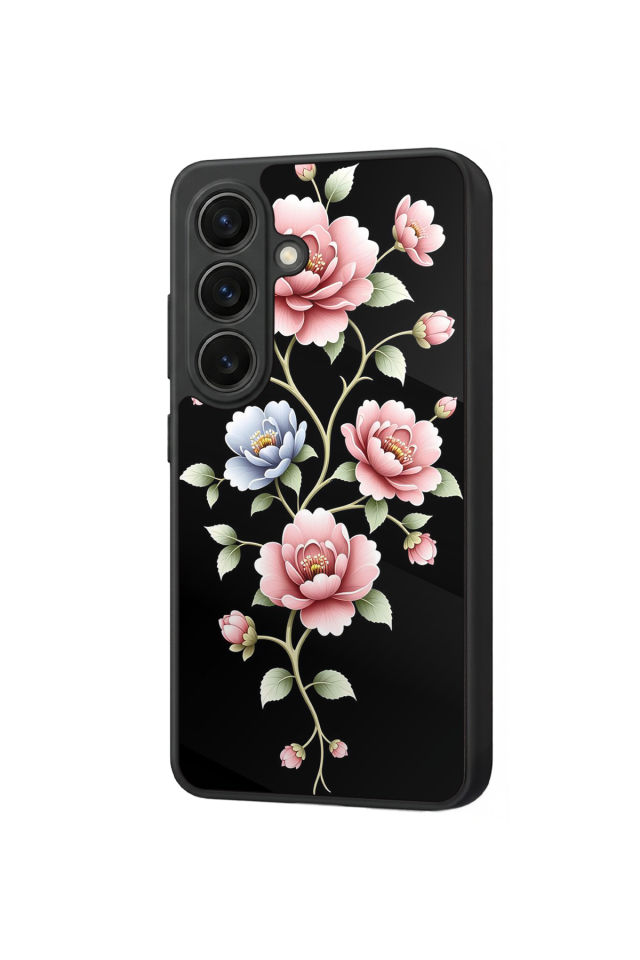 Samsung Galaxy S26 Uyumlu Yaldizli Cicek Tasarımlı Glossy Premium Kılıf