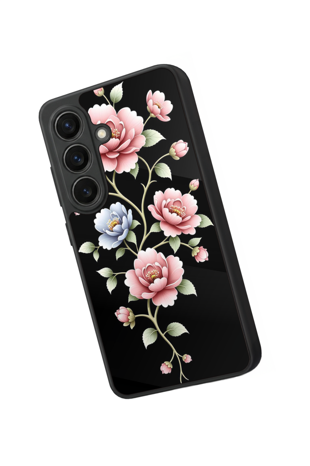 Samsung Galaxy S26 Uyumlu Yaldizli Cicek Tasarımlı Glossy Premium Kılıf