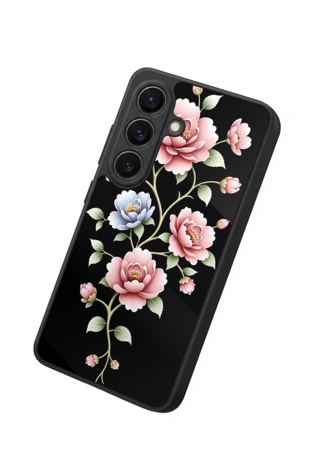 Samsung Galaxy S26 Uyumlu Yaldizli Cicek Tasarımlı Glossy Premium Kılıf