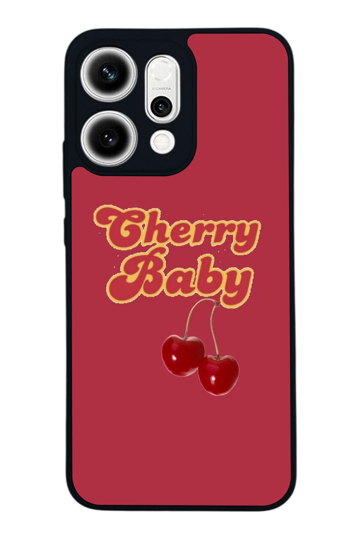 Oppo Reno 14 Uyumlu Kiraz Tasarımlı Glossy Premium Kılıf