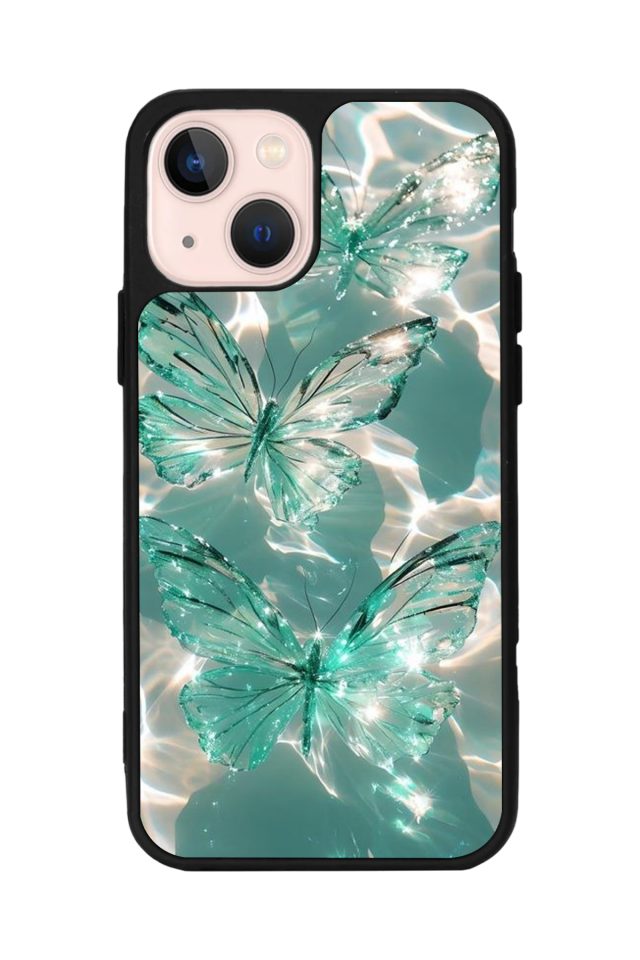 iPhone 13 Mini Uyumlu Kelebek Tasarımlı Glossy Premium Kılıf