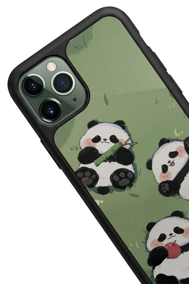 iPhone 11 Pro Max Uyumlu Panda Tasarımlı Glossy Premium Kılıf