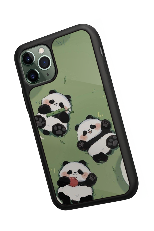 iPhone 11 Pro Max Uyumlu Panda Tasarımlı Glossy Premium Kılıf
