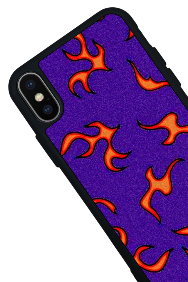 iPhone XS Max Uyumlu Retro Flame Patterns Tasarımlı Glossy Premium Kılıf