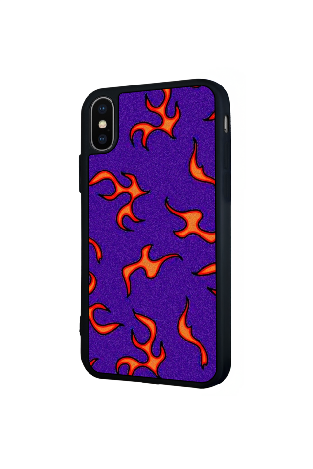 iPhone XS Max Uyumlu Retro Flame Patterns Tasarımlı Glossy Premium Kılıf