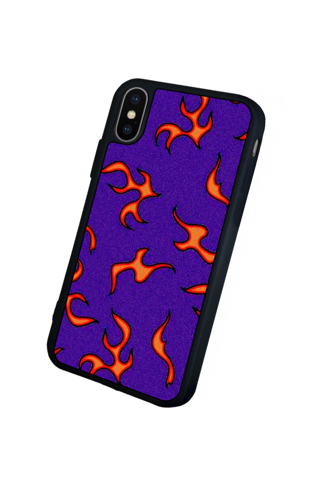 iPhone XS Max Uyumlu Retro Flame Patterns Tasarımlı Glossy Premium Kılıf