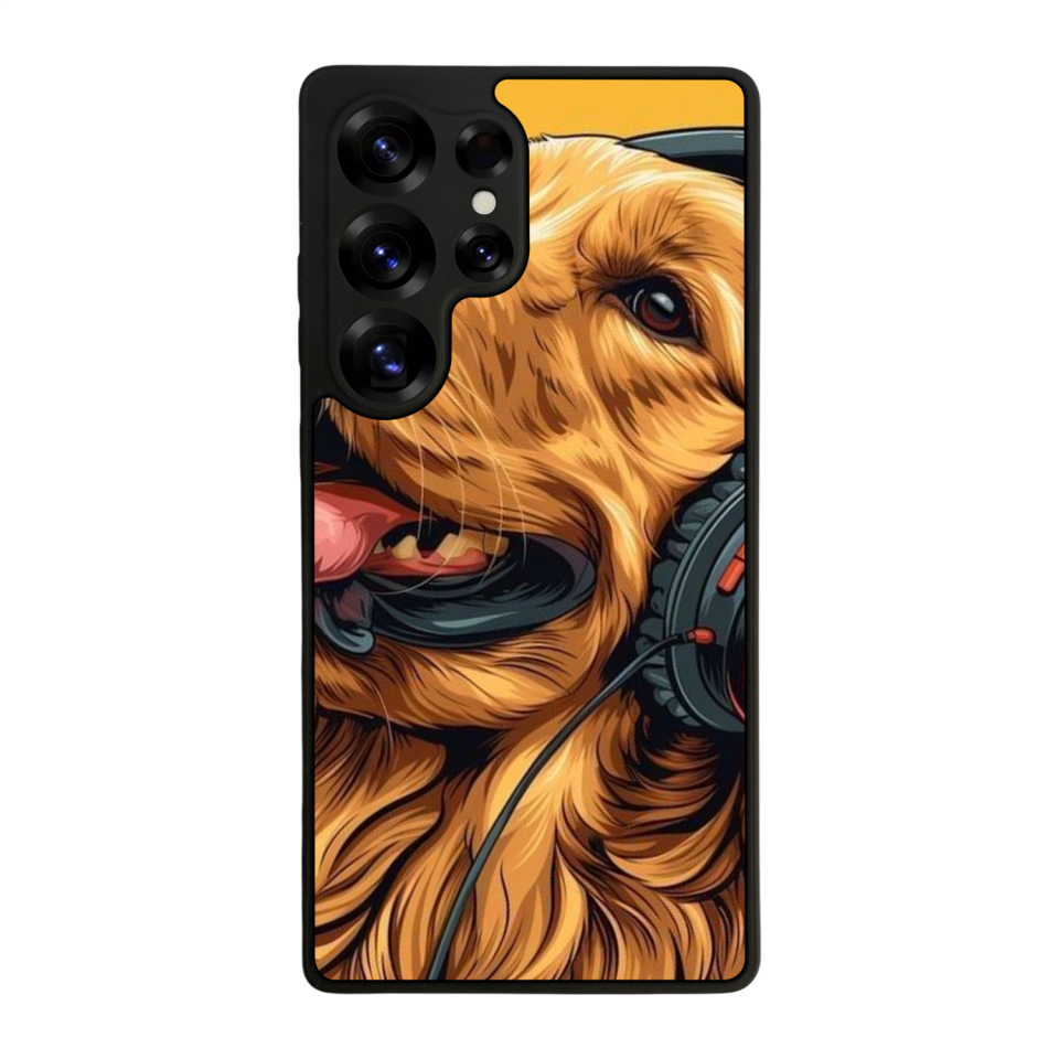 Samsung Galaxy S25 Ultra Uyumlu Golden Kopek Tasarımlı Glossy Premium Kılıf