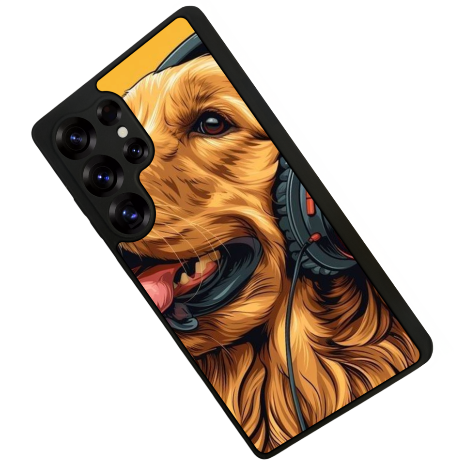 Samsung Galaxy S25 Ultra Uyumlu Golden Kopek Tasarımlı Glossy Premium Kılıf