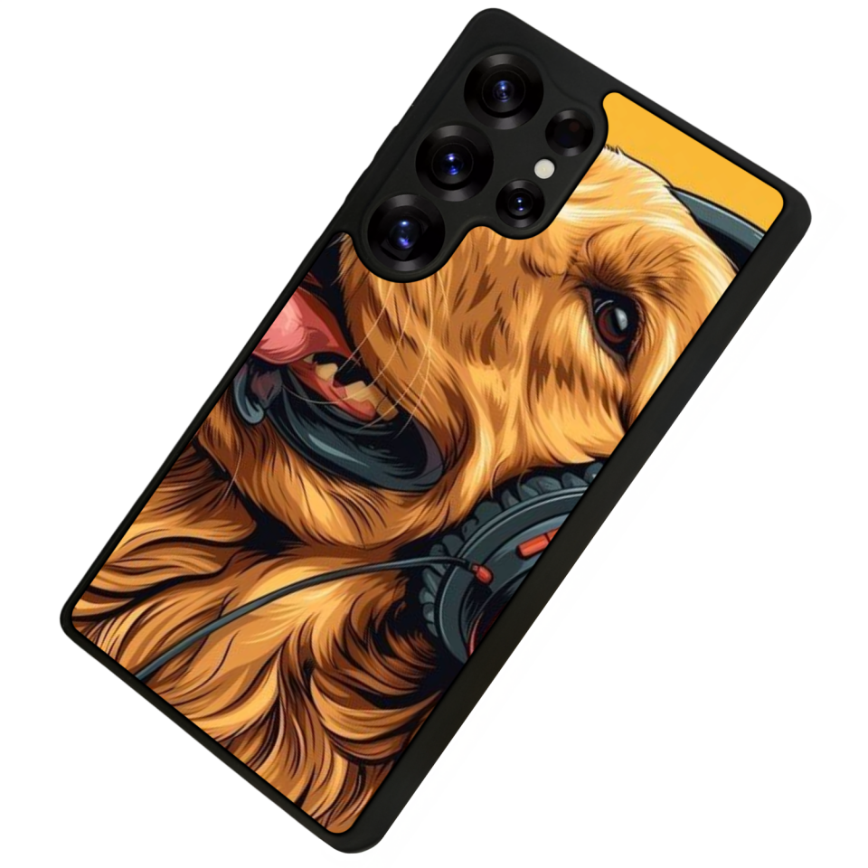 Samsung Galaxy S25 Ultra Uyumlu Golden Kopek Tasarımlı Glossy Premium Kılıf