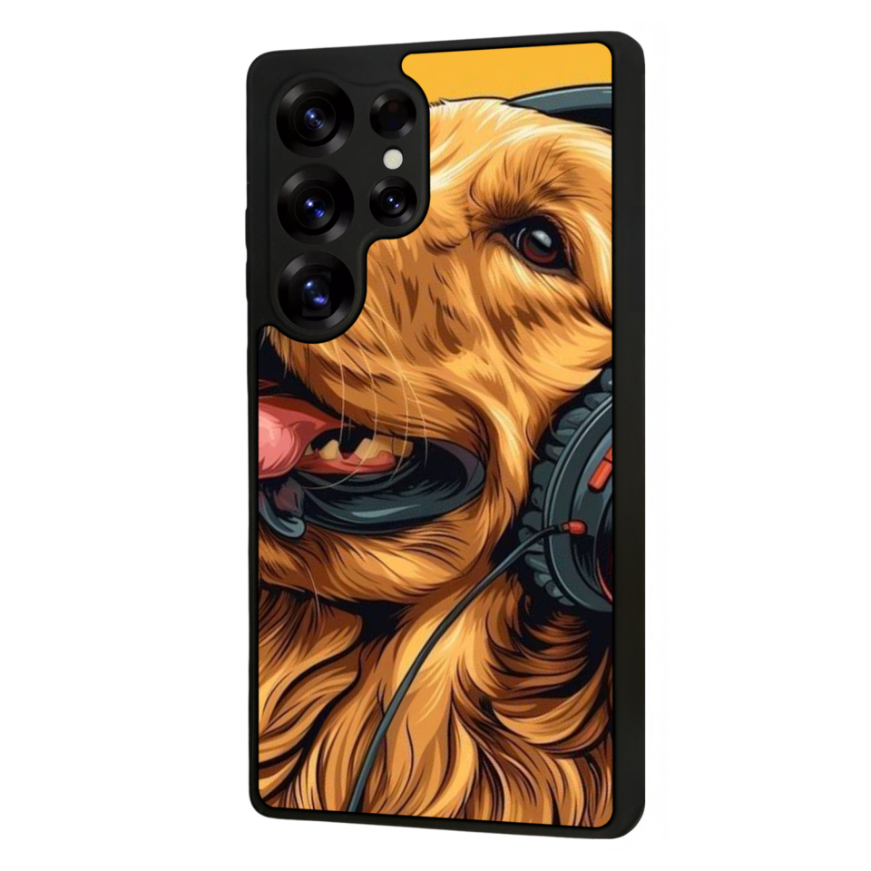 Samsung Galaxy S25 Ultra Uyumlu Golden Kopek Tasarımlı Glossy Premium Kılıf