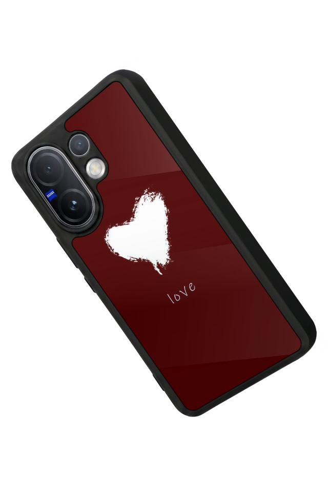 Vivo V60 Uyumlu Kalp Love Tasarımlı Glossy Premium Kılıf
