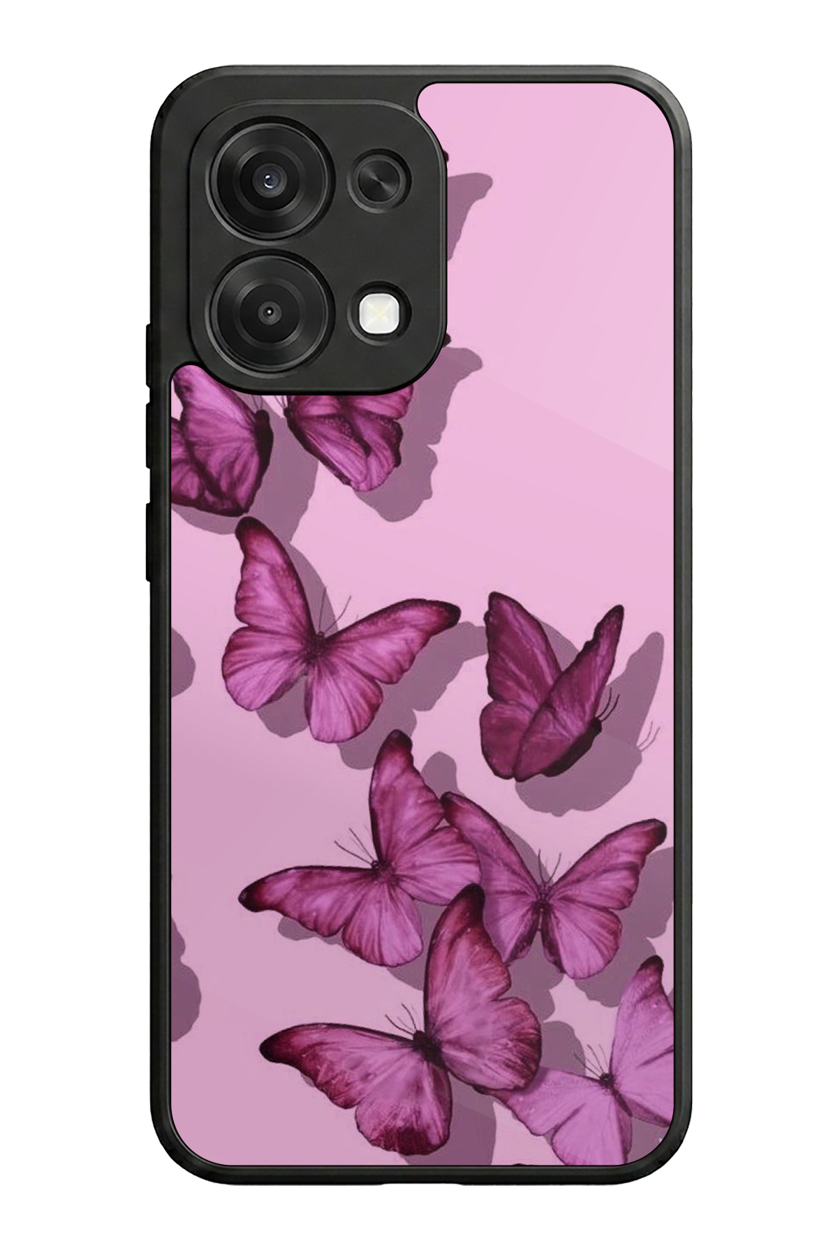 Oppo A6 Pro Uyumlu Kelebek Tasarımlı Glossy Premium Kılıf