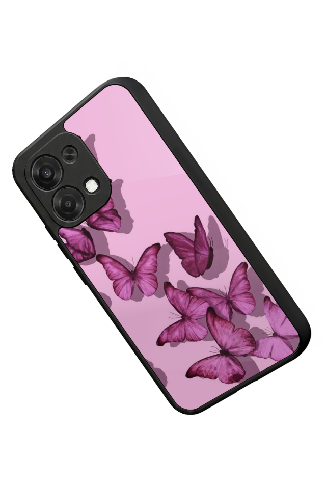 Oppo A6 Pro Uyumlu Kelebek Tasarımlı Glossy Premium Kılıf