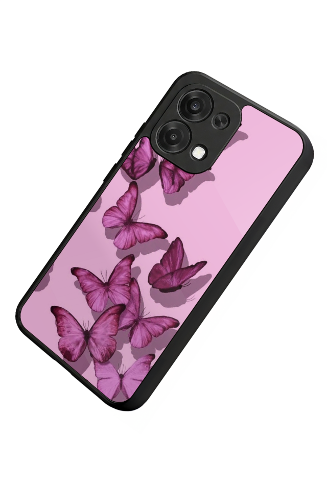 Oppo A6 Pro Uyumlu Kelebek Tasarımlı Glossy Premium Kılıf
