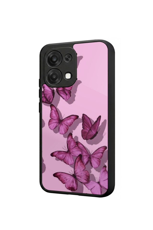 Oppo A6 Pro Uyumlu Kelebek Tasarımlı Glossy Premium Kılıf