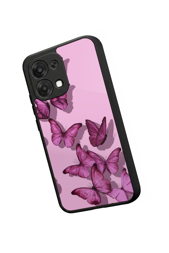 Oppo A6 Pro Uyumlu Kelebek Tasarımlı Glossy Premium Kılıf