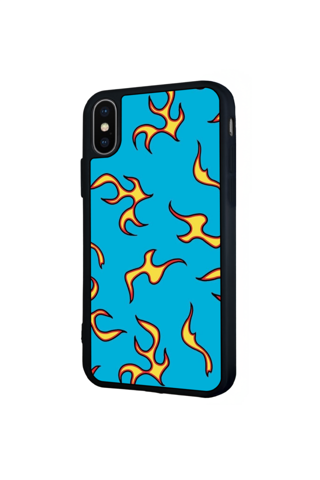 iPhone XS Max Uyumlu Retro Flame Patterns Tasarımlı Glossy Premium Kılıf