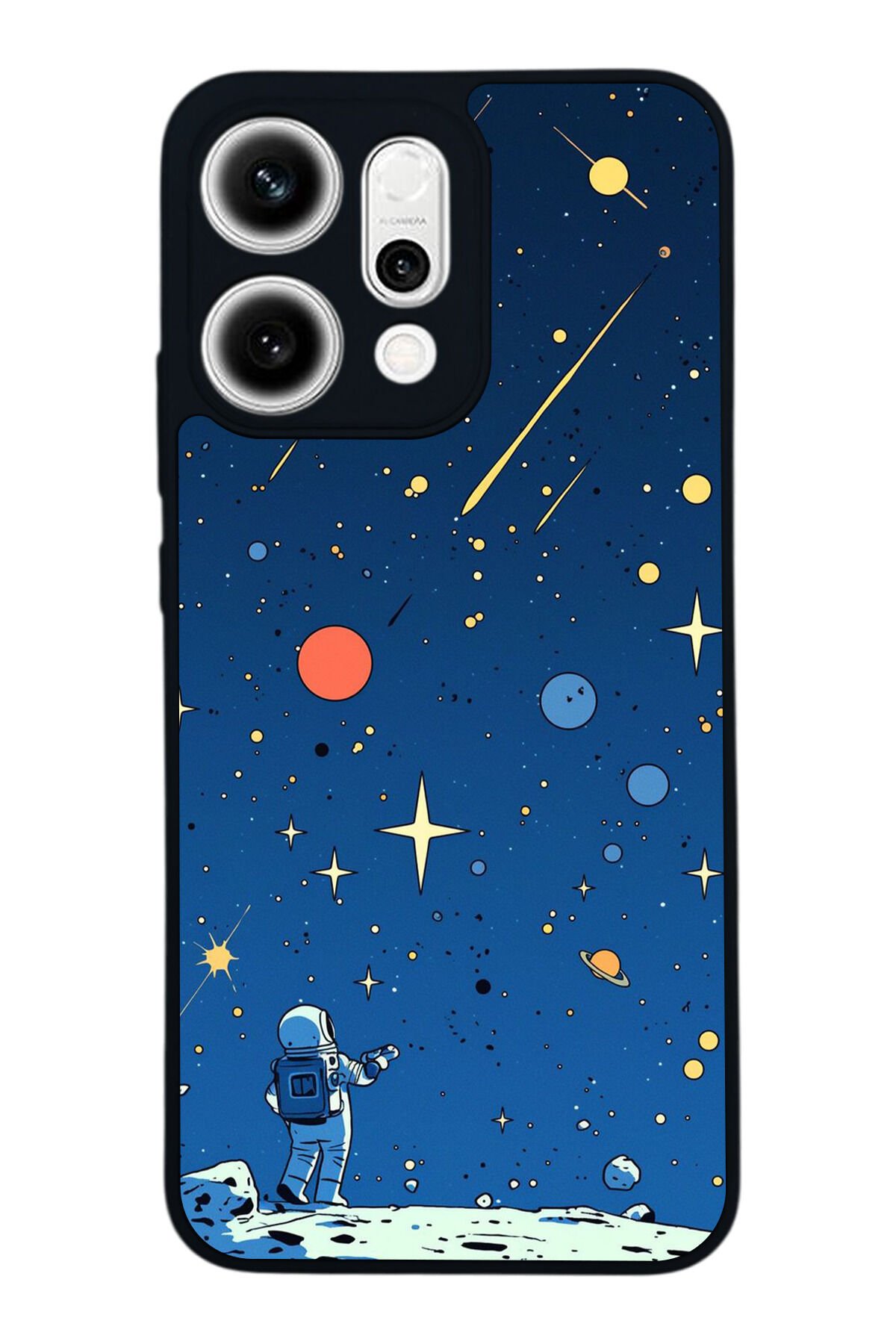 Oppo Reno 14 Uyumlu Uzay Tasarımlı Glossy Premium Kılıf