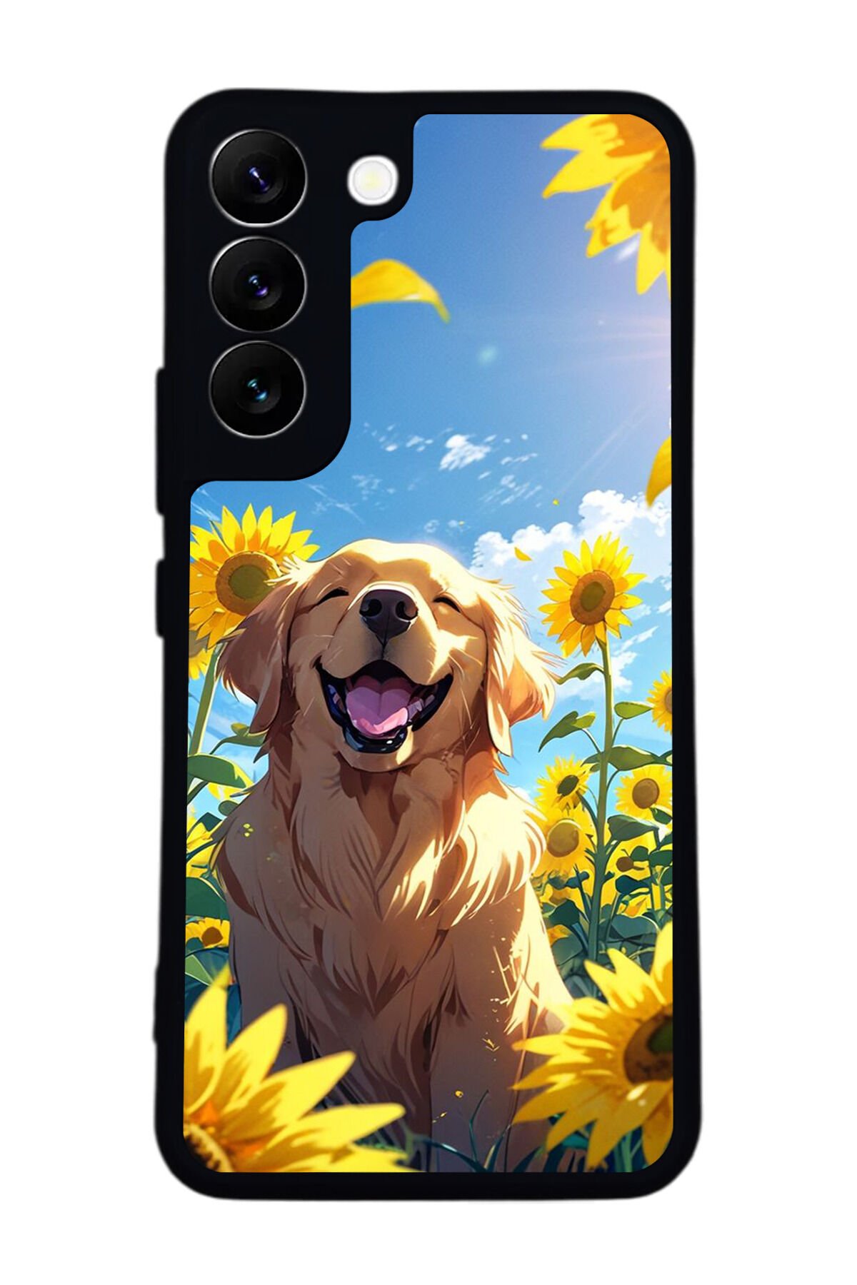 Samsung Galaxy S22 Uyumlu Golden Kopek Tasarımlı Glossy Premium Kılıf
