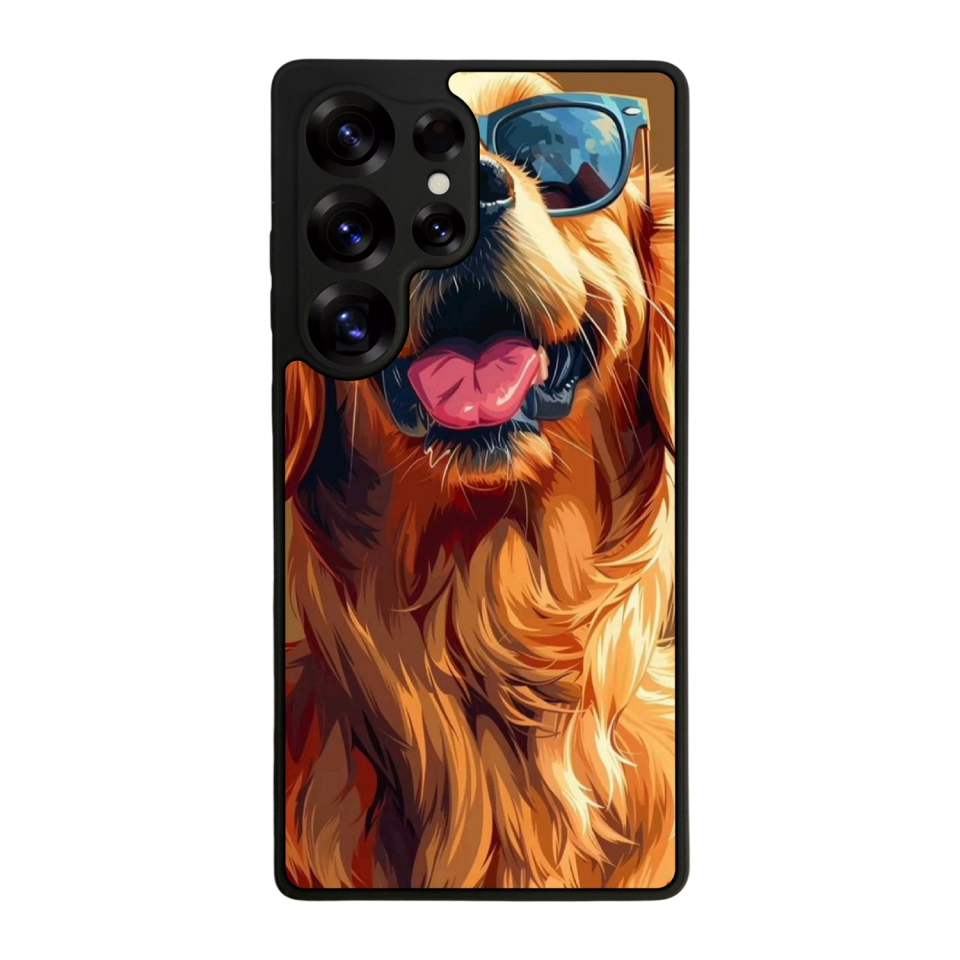 Samsung Galaxy S25 Ultra Uyumlu Golden Kopek Tasarımlı Glossy Premium Kılıf