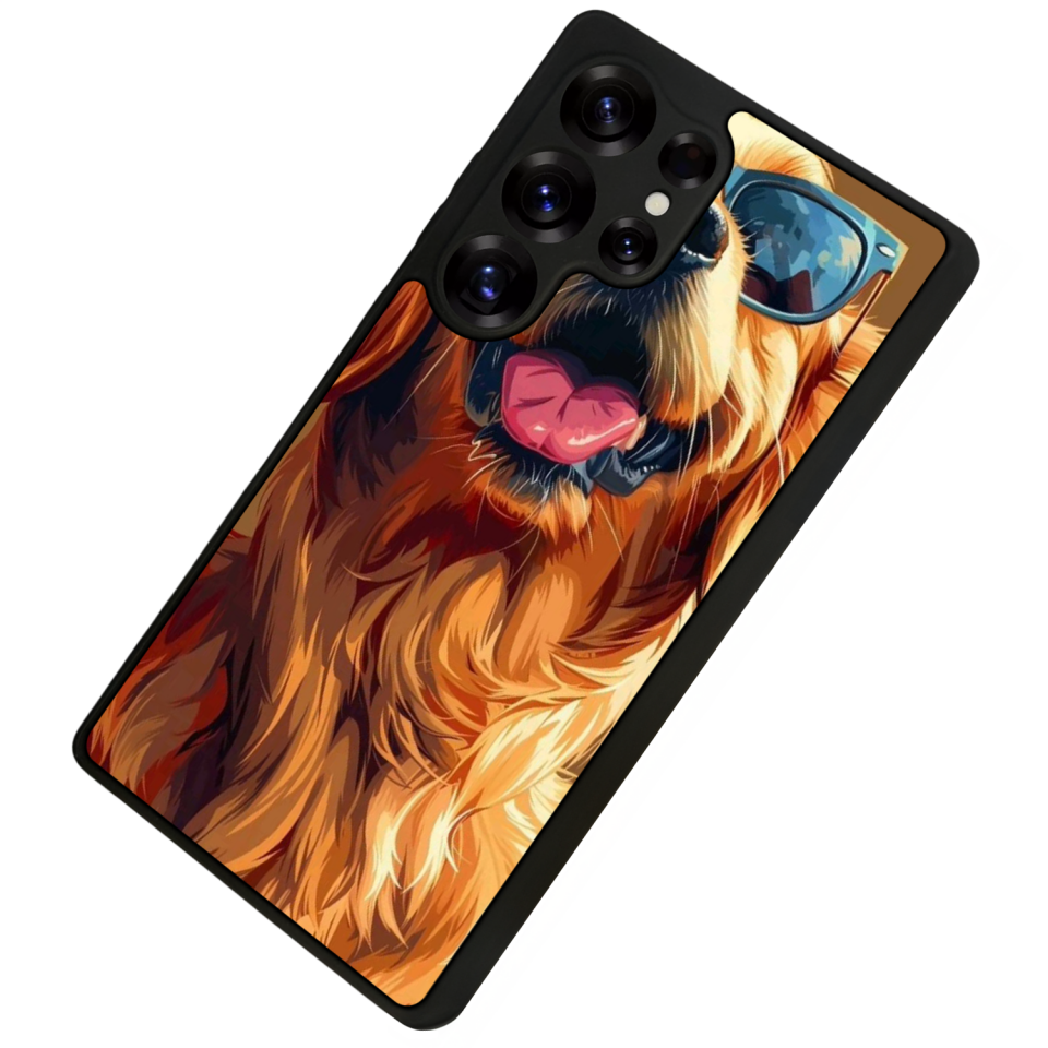Samsung Galaxy S25 Ultra Uyumlu Golden Kopek Tasarımlı Glossy Premium Kılıf