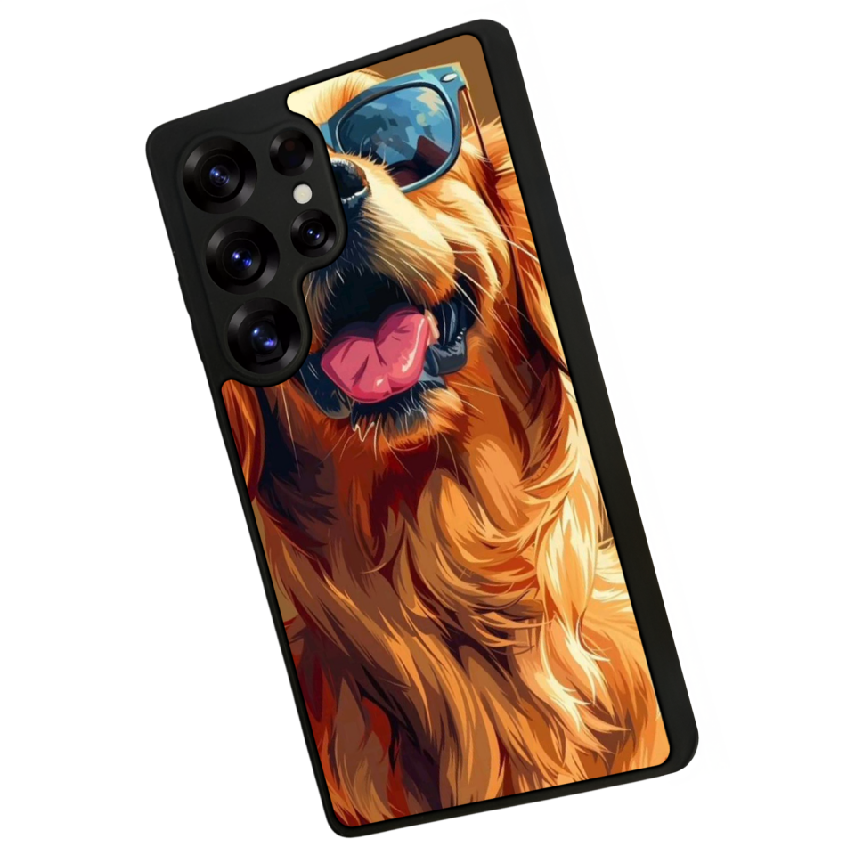 Samsung Galaxy S25 Ultra Uyumlu Golden Kopek Tasarımlı Glossy Premium Kılıf