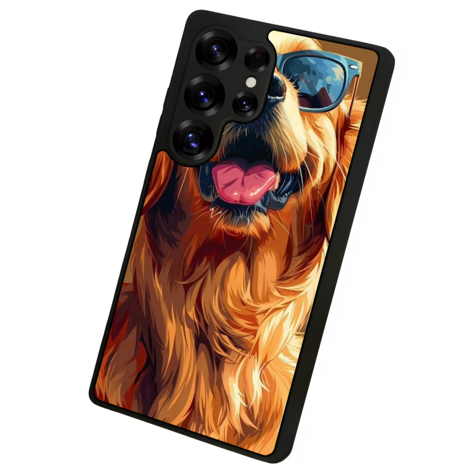 Samsung Galaxy S25 Ultra Uyumlu Golden Kopek Tasarımlı Glossy Premium Kılıf