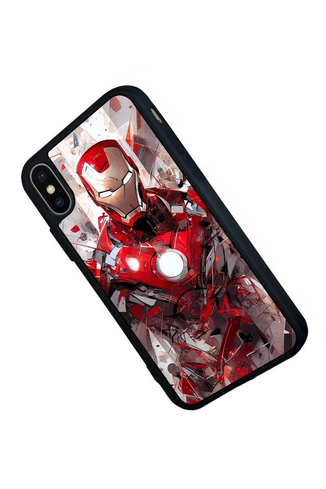 iPhone X/ XS Uyumlu Iron Man ( Demir Adam ) Tasarımlı Glossy Premium Kılıf