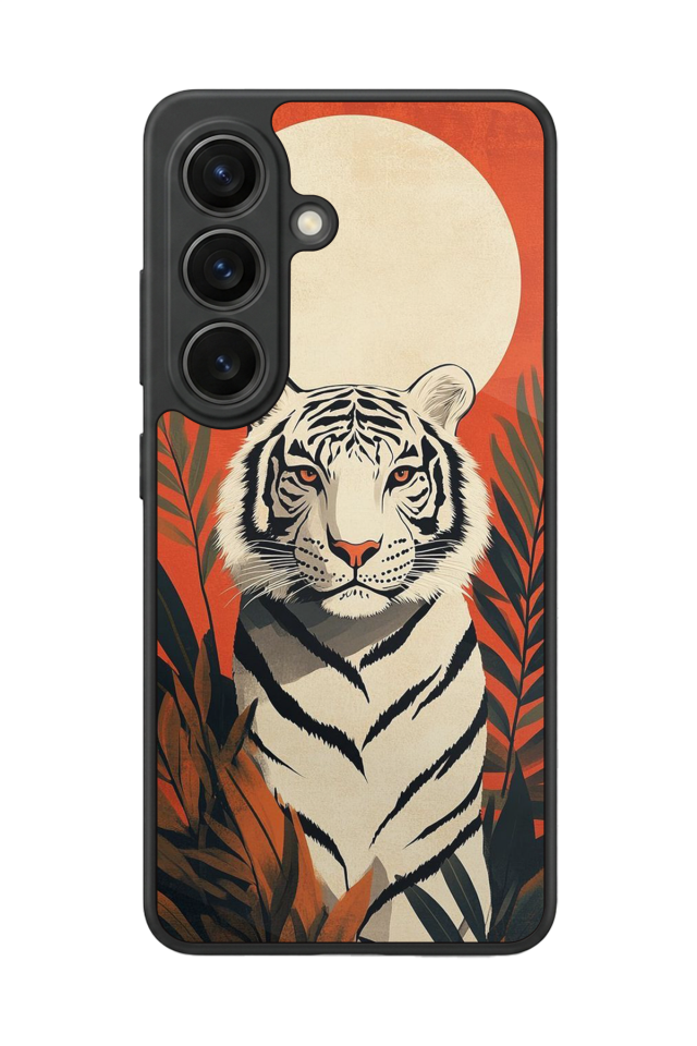 Samsung Galaxy S26 Uyumlu Kirmizi ve Kaplan Tasarımlı Glossy Premium Kılıf