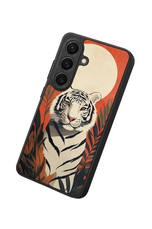 Samsung Galaxy S26 Uyumlu Kirmizi ve Kaplan Tasarımlı Glossy Premium Kılıf