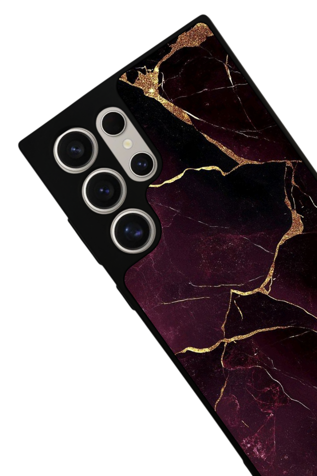 Samsung Galaxy S22 Ultra Uyumlu Mermer Marble Tasarımlı Glossy Premium Kılıf