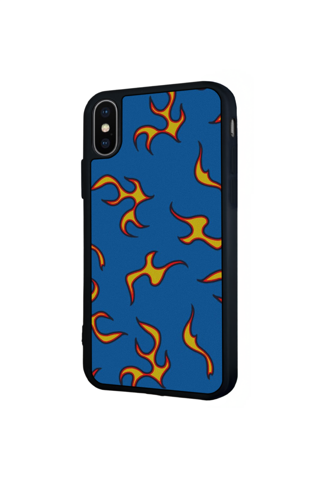 iPhone XS Max Uyumlu Retro Flame Patterns Tasarımlı Glossy Premium Kılıf