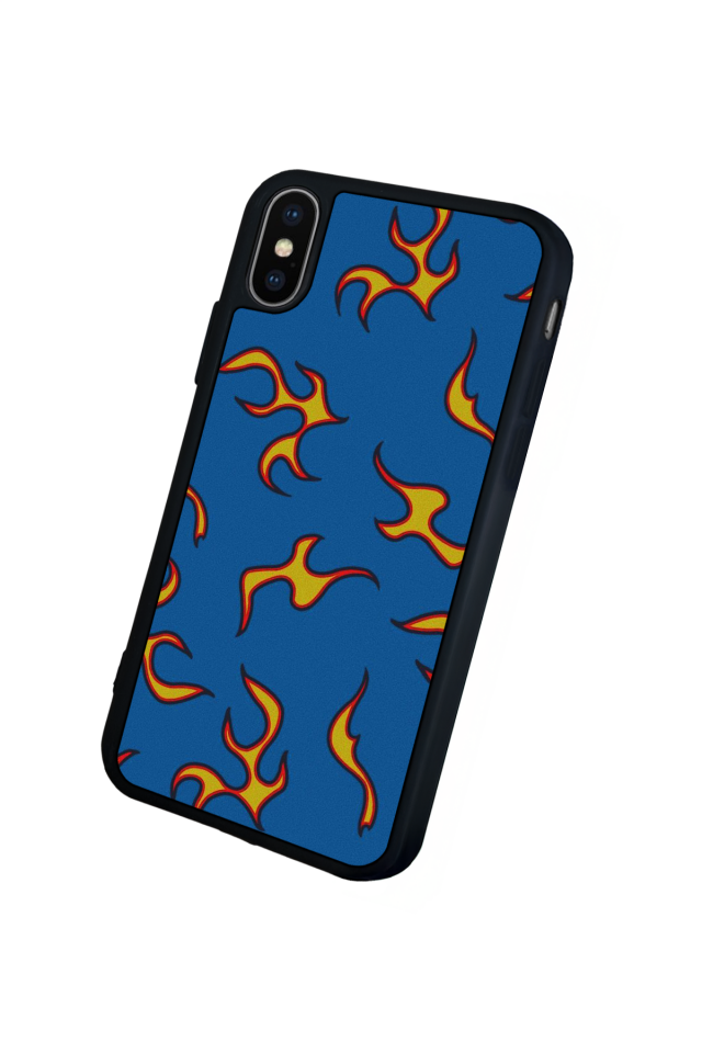 iPhone XS Max Uyumlu Retro Flame Patterns Tasarımlı Glossy Premium Kılıf