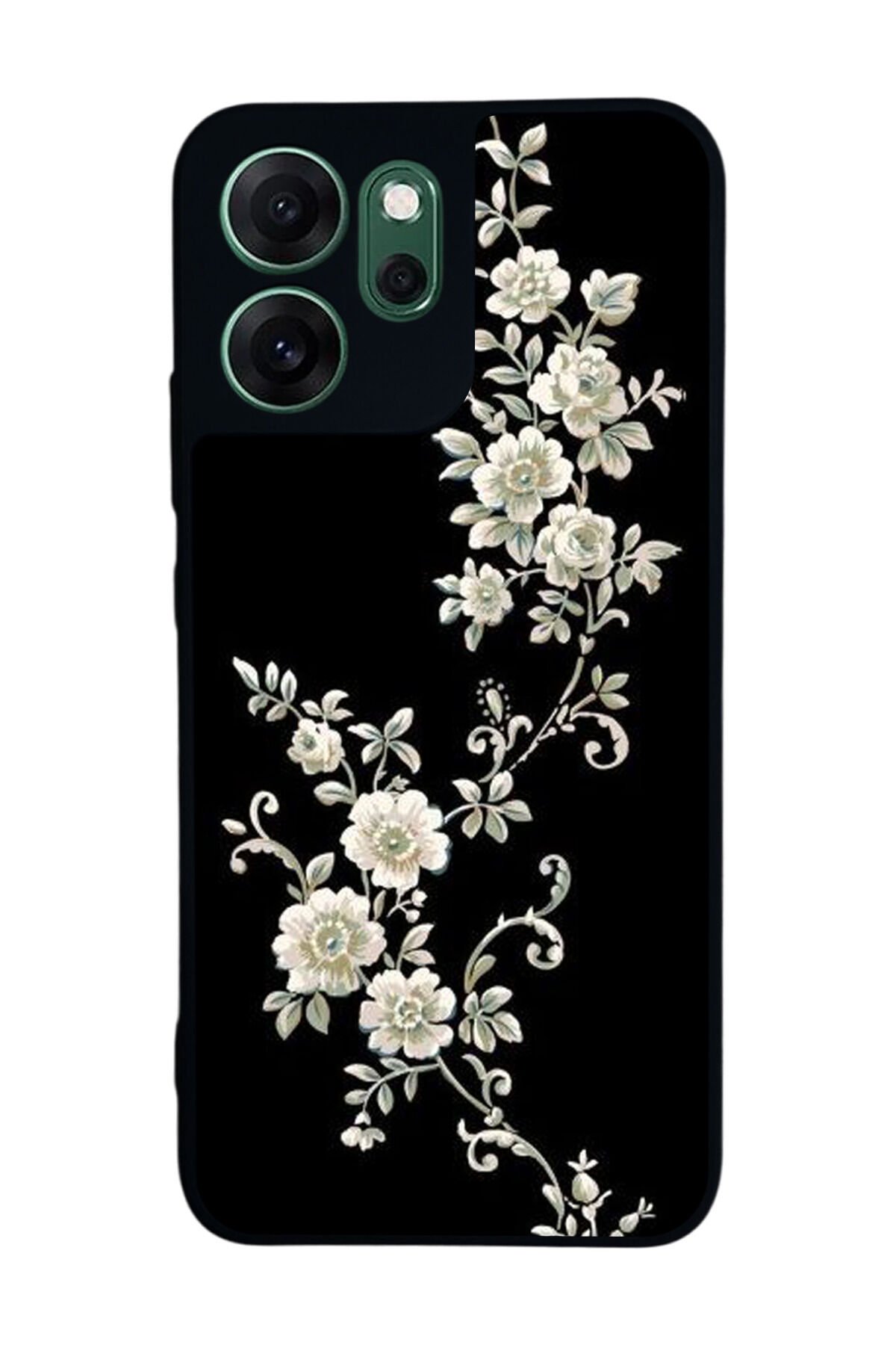 Oppo Reno 14F Uyumlu Yaldizli Cicek Tasarımlı Glossy Premium Kılıf