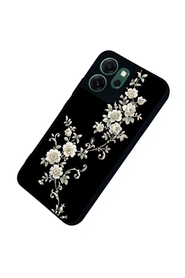 Oppo Reno 14F Uyumlu Yaldizli Cicek Tasarımlı Glossy Premium Kılıf