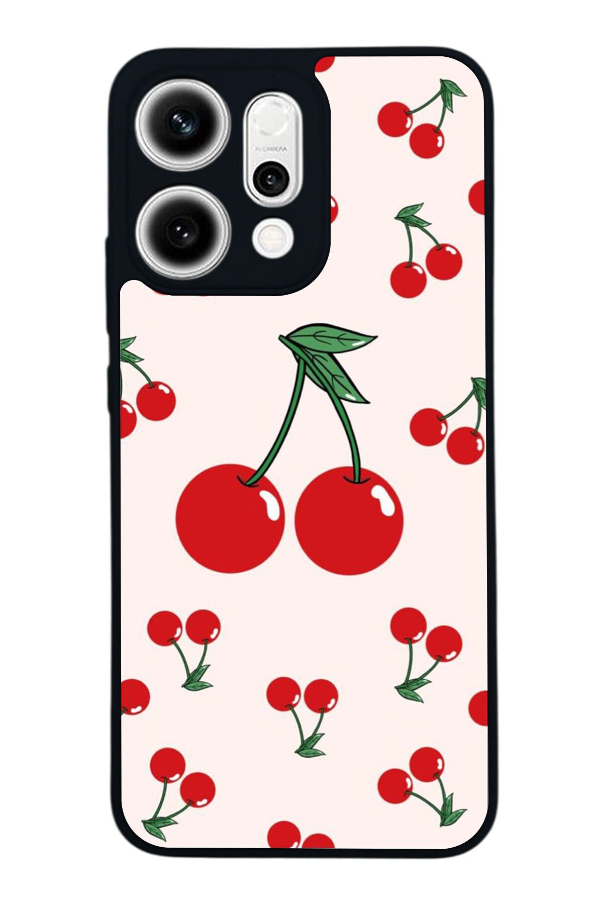 Oppo Reno 14 Uyumlu Kiraz Tasarımlı Glossy Premium Kılıf