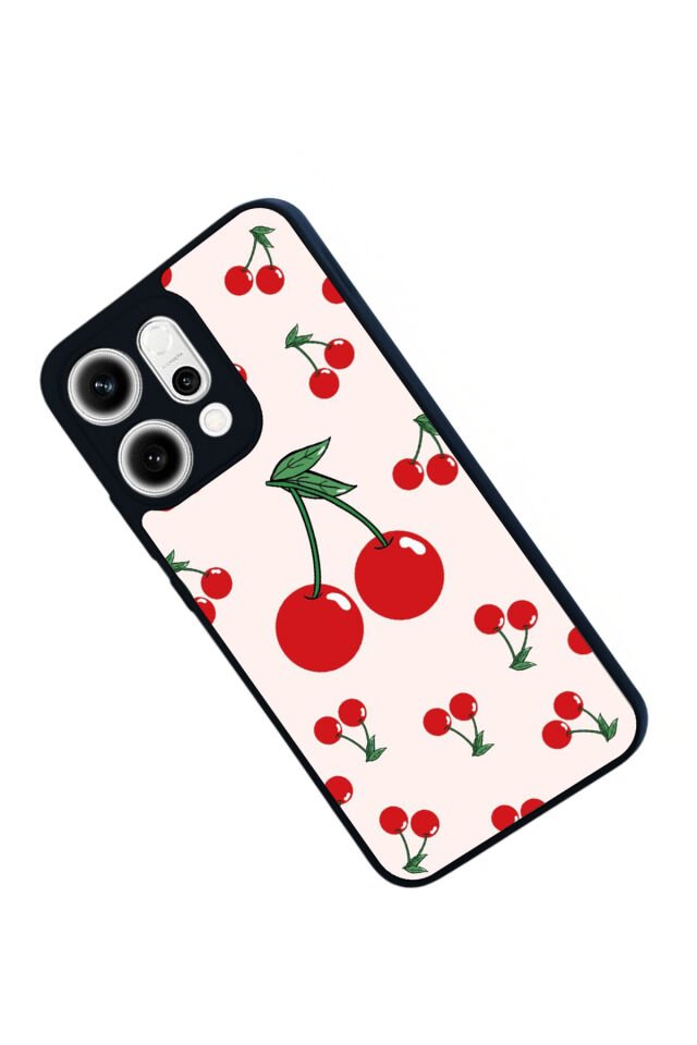Oppo Reno 14 Uyumlu Kiraz Tasarımlı Glossy Premium Kılıf