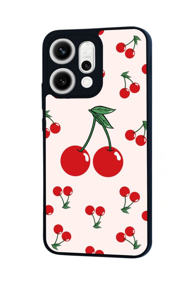 Oppo Reno 14 Uyumlu Kiraz Tasarımlı Glossy Premium Kılıf
