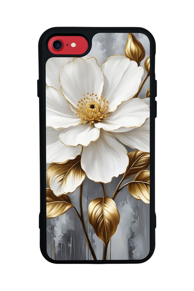 iPhone SE Uyumlu Yaldizli Cicek Tasarımlı Glossy Premium Kılıf